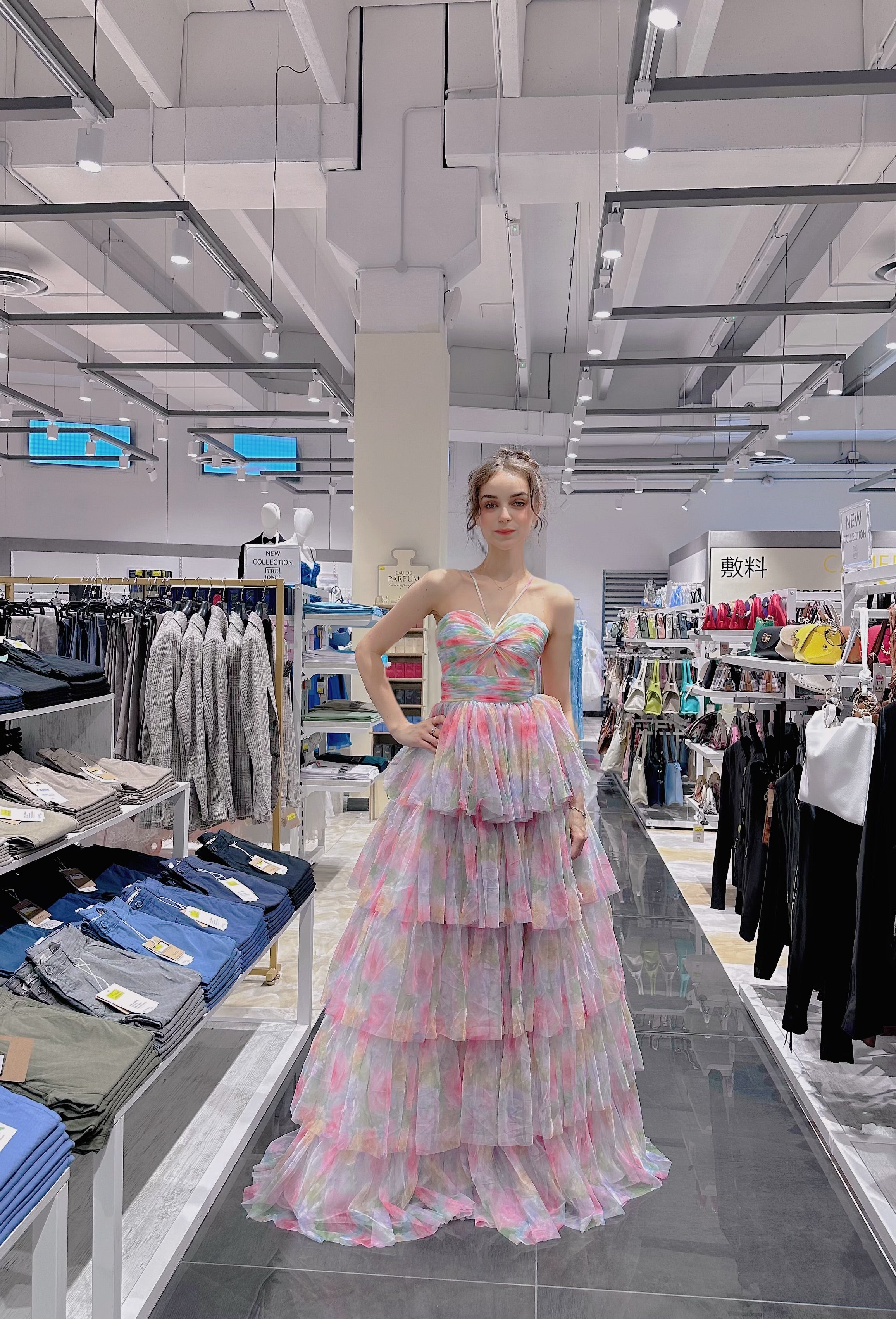 Abito da sogno arcobaleno stile Fairycore | Eleganza da fata Rosa