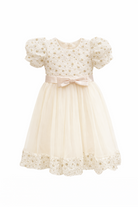 Abito da Cerimonia con Perle” – Eleganza e Raffinatezza per Ogni Principessa 2-12 anni 663 Beige