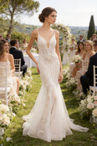Abito da Sposa Sirena con Paillettes e Tulle – Vestito da Sposa Elegante con Scollatura Profonda e Schiena Scoperta 851016