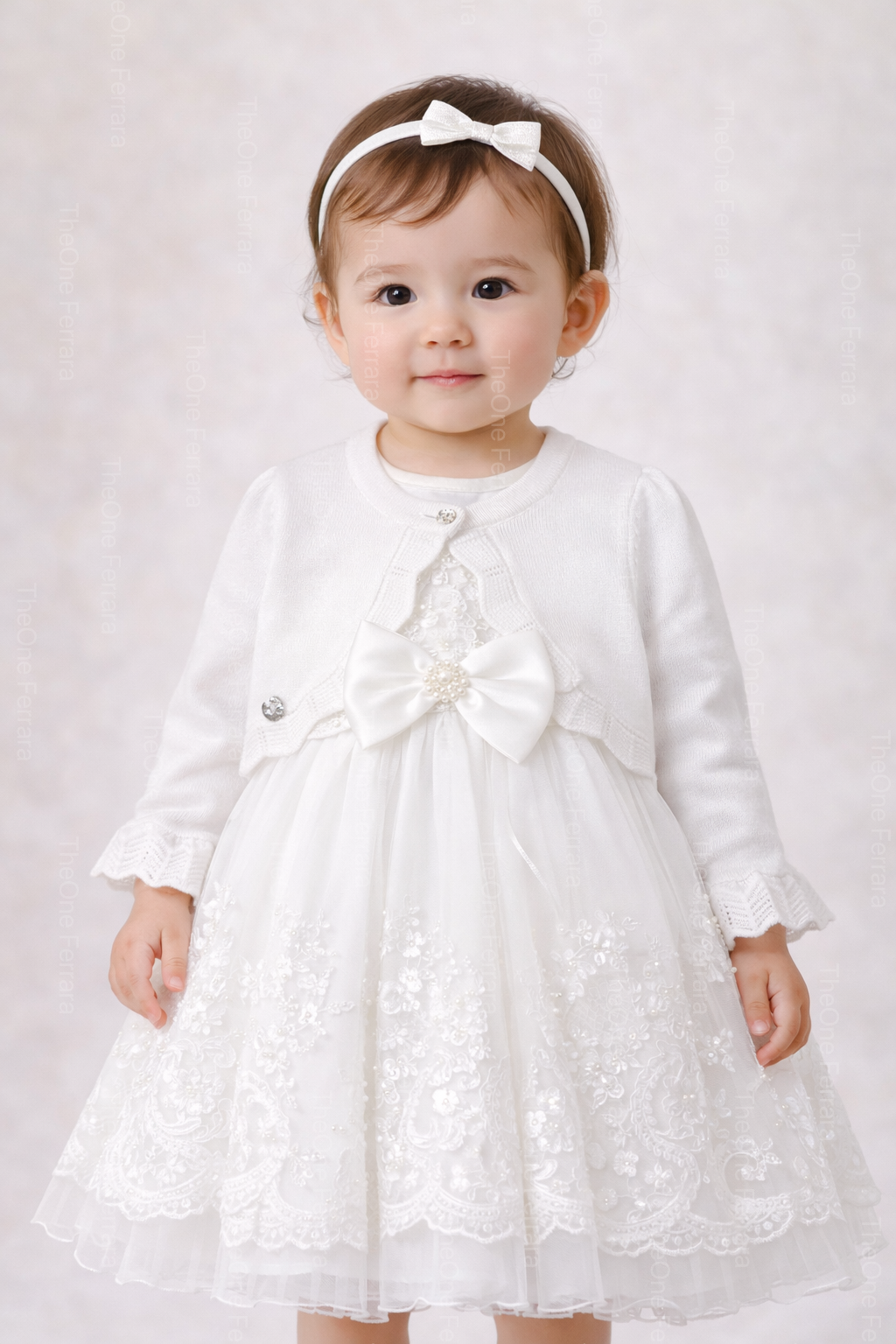 Bolero Neonata Bianco in Maglia Cotone – Coprispalle Elegante 6-36 Mesi 390