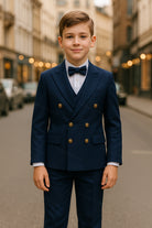Abito da Cerimonia Bambino 1–16 Anni – Smoking Elegante Blu con Papillon-TheOne
