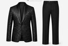 Abito Uomo Cerimonia Slim Fit Blu Jacquard Elegante Smoking Fantasia 2pz
