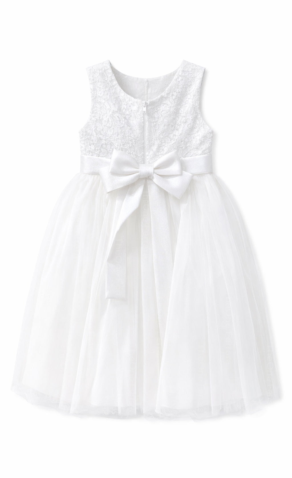 Abito Bambina Elegante Bianco con Fiocco Oro – Vestito Cerimonia 4-14 Anni 3824