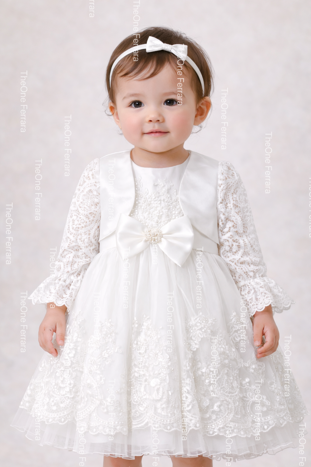 Bolero Neonata in Pizzo Bianco Elegante – Coprispalle Cerimonia 12-36 Mesi 6140