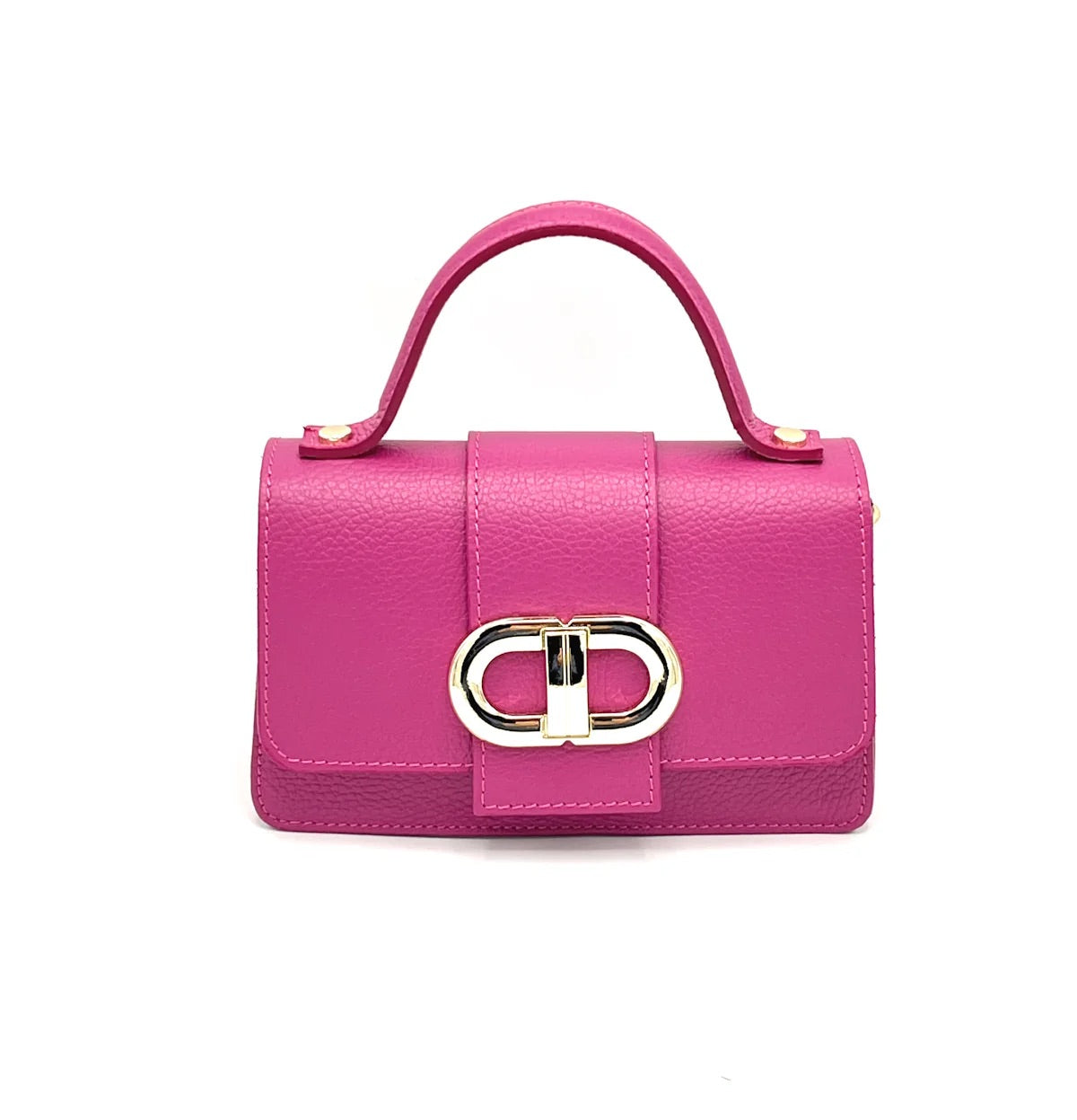 Mini Borsa a Tracolla in Vera Pelle Artigianale, Catena Removibile, Made in Italy – art. 112413 Fuchsia