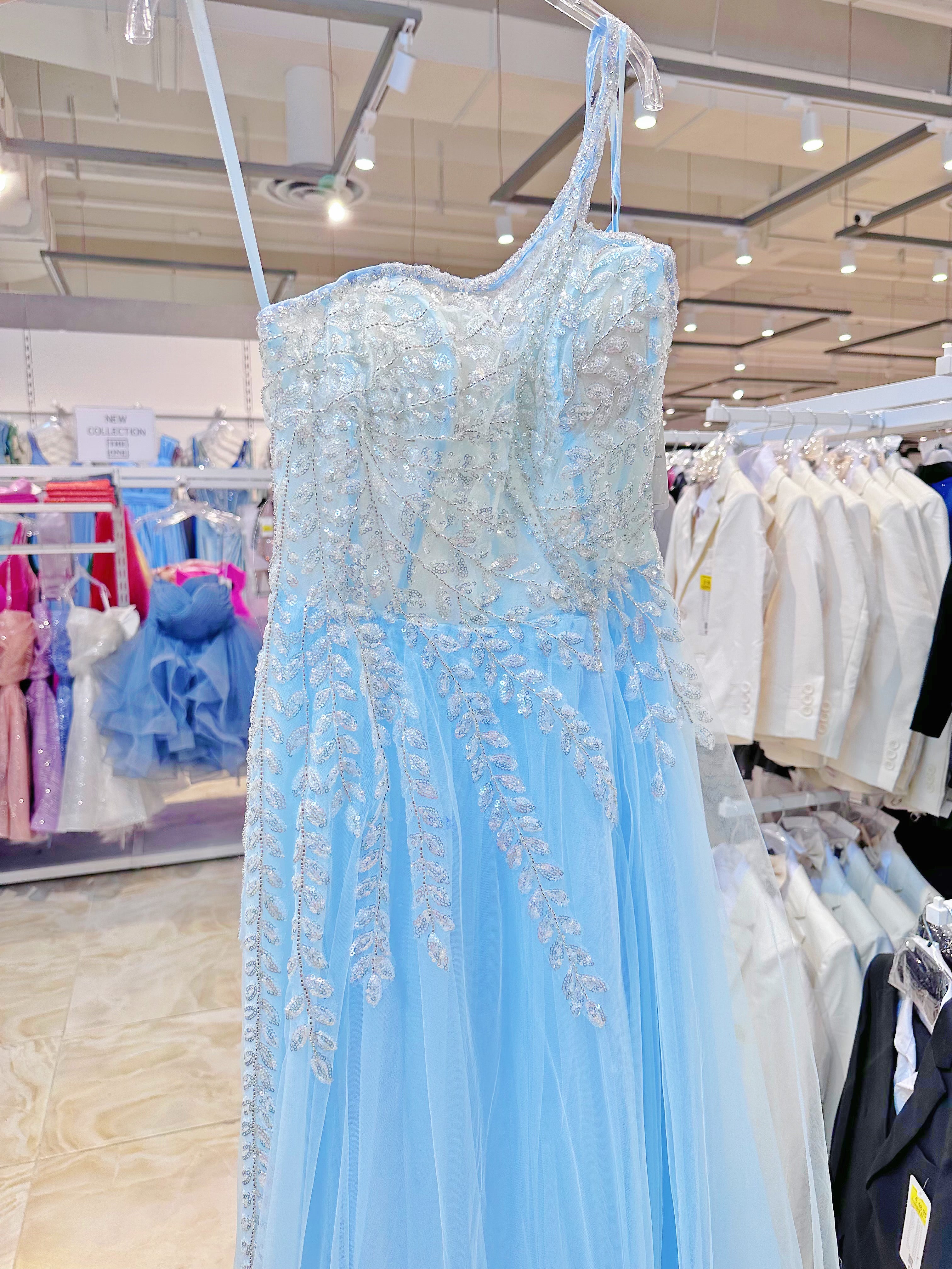 Abito da Sera Asimmetrico in Tulle Blu Reale