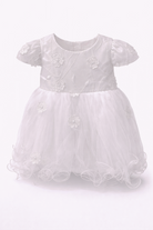 Abito Elegante da Cerimonia per Bimba, Tulle e Pizzo Ricamato, 3-36 Mesi, 2 Colori 7706 Bianco