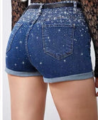 Shorts Jeans Donna con Strass – Pantaloncini Denim Vita Alta Estivi Casual 7816
