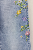 Jeans Donna Wide Leg – Denim con Ricami Floreali Vita Alta 908