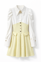 Abito Donna Elegante con Effetto Corsetto e Gonna Plissettata Camicia Strutturata Chic 89859 Giallo taglia unica 45-55kg