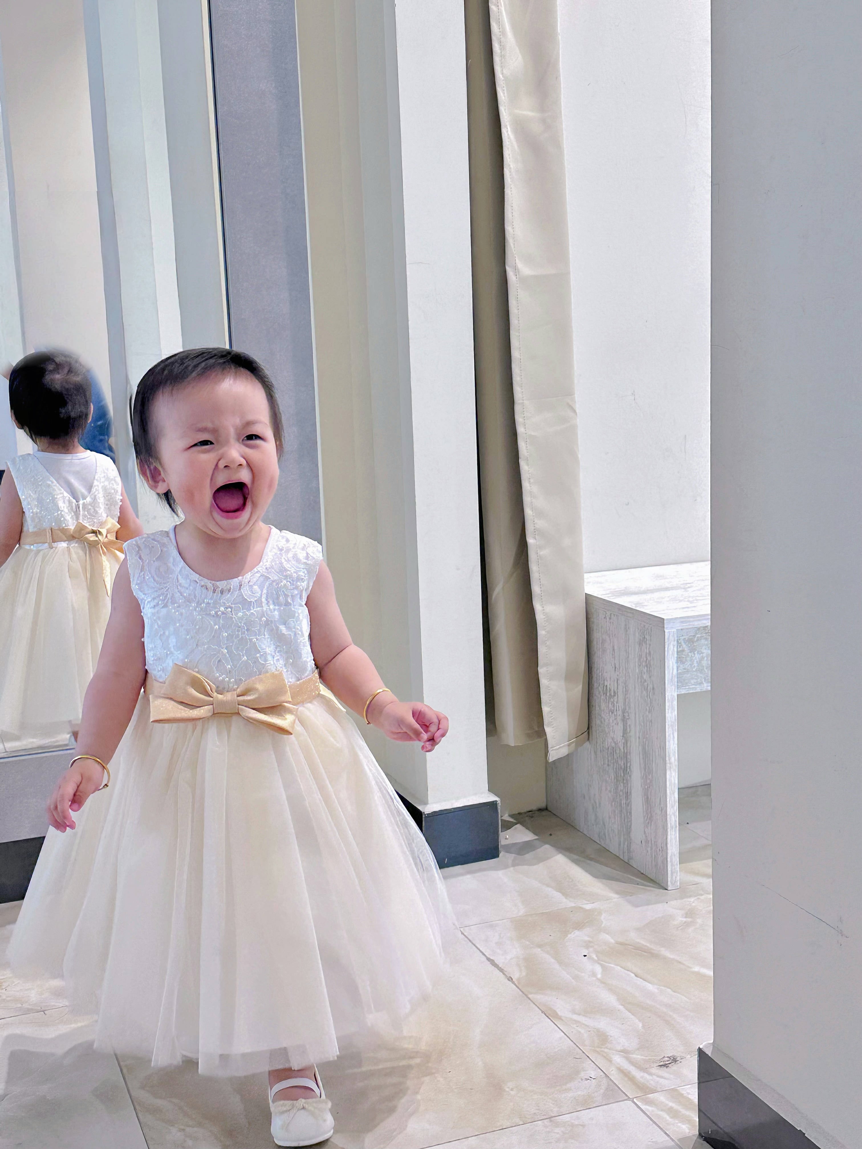 Vestito da Cerimonia per Bambina (3M–23M) | Abito da Principessa in Tulle Champagne