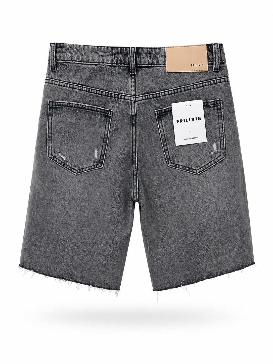 Bermuda Uomo Denim Strappato Slim Fit Effetto Used Streetwear Estate