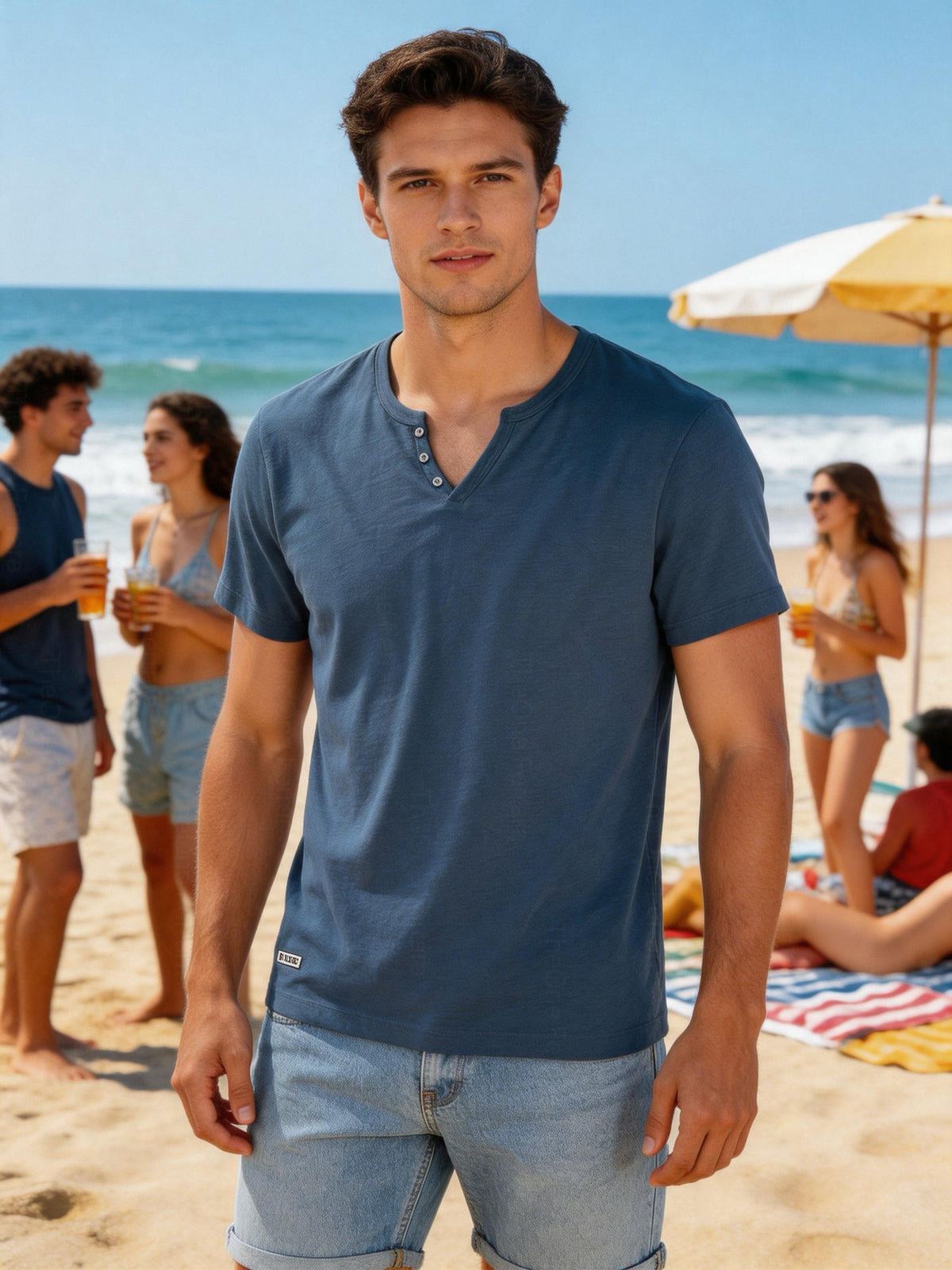 T-shirt Uomo 100% Cotone – Made in Italy Blue