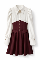 Abito Donna Elegante con Effetto Corsetto e Gonna Plissettata Camicia Strutturata Chic 89859