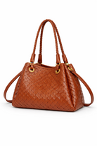 Borsa Donna Intrecciata Elegante 24.5cm – Mini Shopper con Tracolla | Stile Italiano Chic 9450 Marrone 24.5X19X18cm