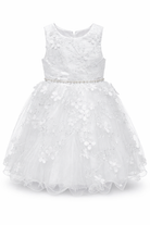 Abito da Cerimonia Bambina 2-12 Anni Elegante – Vestito con Fiori 3D e Gonna in Tulle per Matrimonio, Battesimo e Compleanno 716 Bianco 100% Poliestere