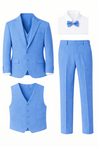 Completo Elegante Bambino Abito Cerimonia Matrimonio 5 Pezzi 1–16 Anni Azzurro cielo 80%Poliestere 20%Cottone