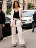 Completo Donna Elegante a Righe | Blazer e Pantaloni Wide Leg