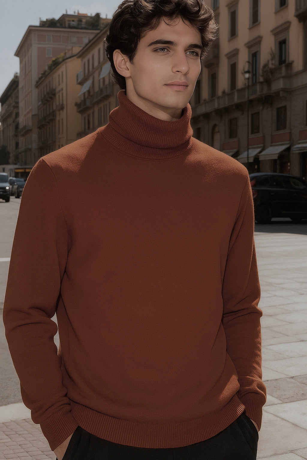 Maglione Uomo Dolcevita Classico - Doppio Collo Alto Maglia Fine Elegantec t-003 COCCIO