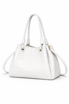 Borsa Donna Intrecciata Elegante 24.5cm – Mini Shopper con Tracolla | Stile Italiano Chic 9450 Bianco 24.5X19X18cm