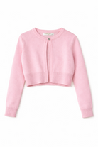 Cardigan Rosa Baby Bambina con Bottone Gioiello – Maglia Leggera Elegante 6-14 Anni Primavera Autunno 2026 -8003 Rosa