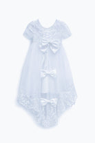 Abito Cerimonia Bambina Bianco in Pizzo e Tulle Comunione, Damigella, Festa 4-14 Anni 3637-TheOne