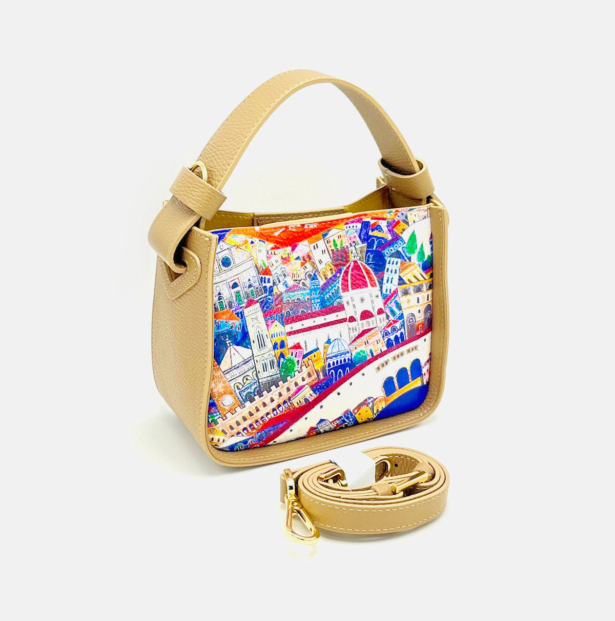 Borsa a Mano in Vera Pelle Stampata, Tracolla Removibile, Fatta a Mano in Italia – art. 112482 7