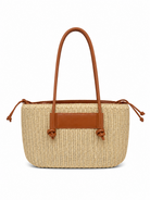 Borsa Donna Intrecciata con Manici in PU | Shopper Estiva Elegante 2026 Marrone L × A × P: 41 × 23 × 6 cm