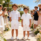 Completo Elegante Bambino Estivo 4 Pezzi con Giacca e Pantaloncini Abito Cerimonia Matrimonio 1-10Anni