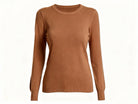 Maglia Donna Girocollo a Maniche Lunghe – Morbida, Elastica e Tinta Unita-9075 Marrone Taglia unica-40-55kg