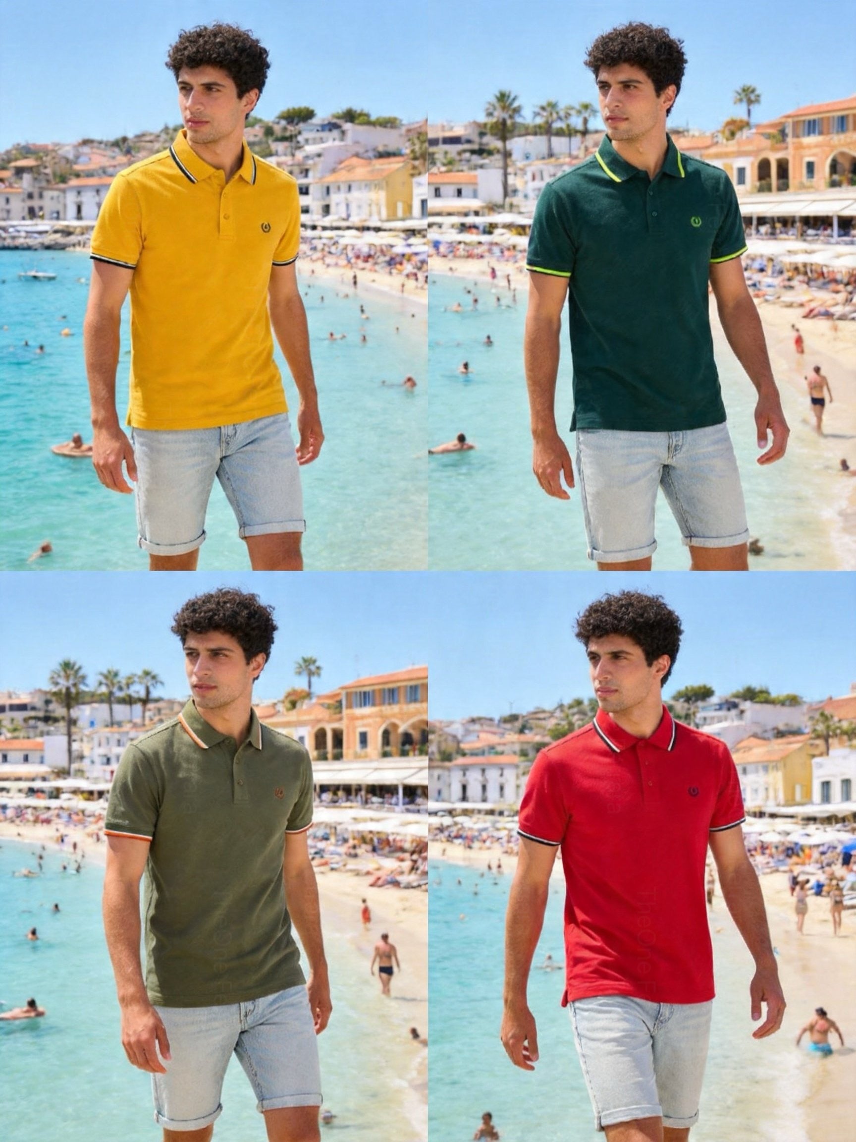 Polo Uomo 100% Cotone Manica Corta Tinta Unita Casual Estate Maglietta Uomo S-3XL