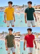 Polo Uomo 100% Cotone Manica Corta Tinta Unita Casual Estate Maglietta Uomo S-3XL