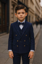Abito da Cerimonia Bambino 1–16 Anni – Smoking Elegante Blu con Papillon-TheOne
