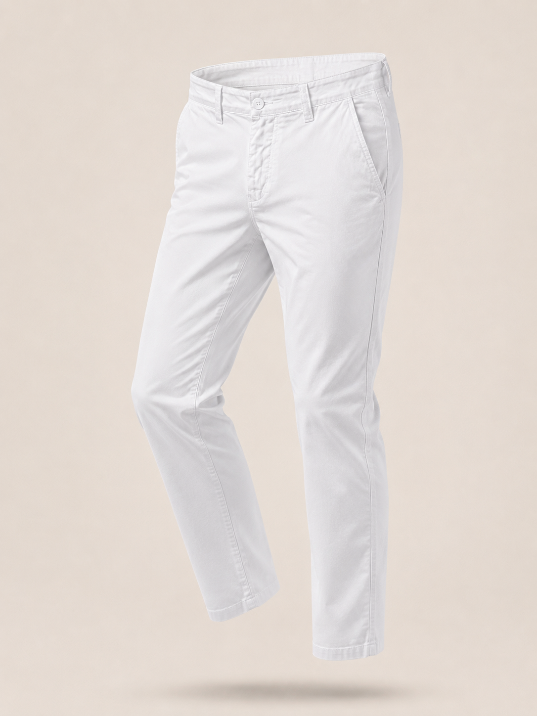 Pantaloni Chino Uomo in Cotone Elasticizzato Slim Fit 44-54 203 Bianco