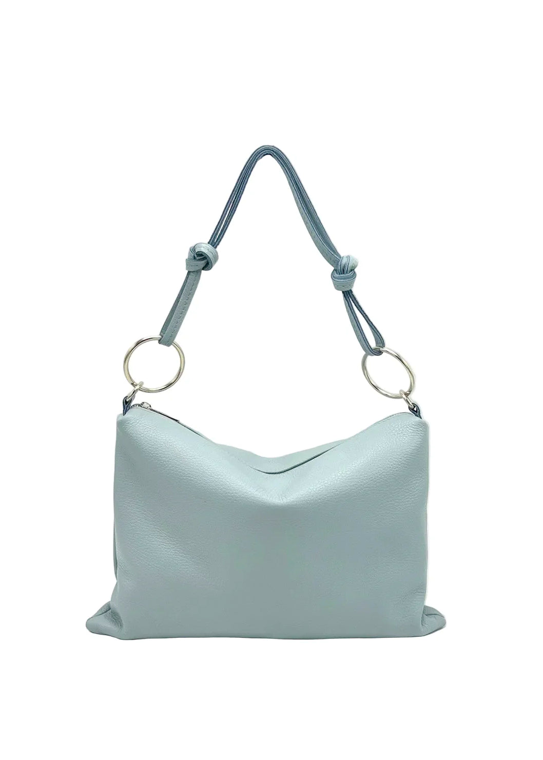 Borsa a Tracolla Piatta da Donna in Vera Pelle, 2 Tracolle Removibili, Made in Italy – art. 112586 Denim Blue