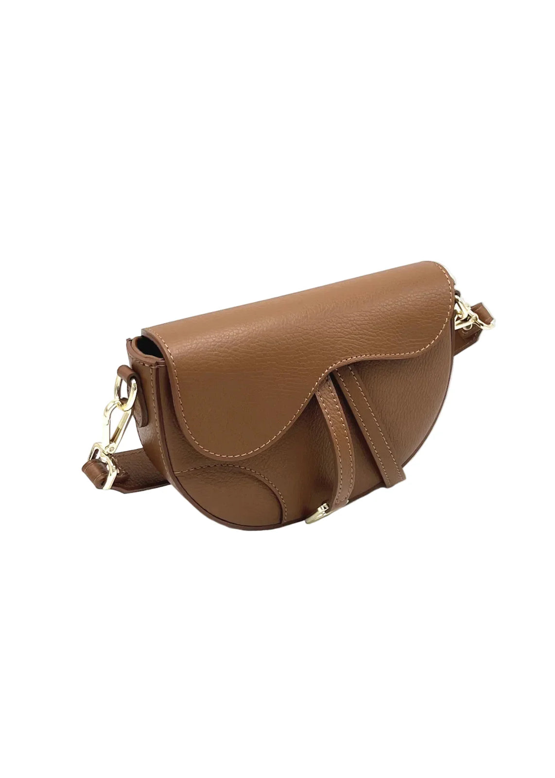 Borsa a Tracolla da Donna in Vera Pelle, 2 Tracolle Removibili, Made in Italy – art. 112736 Caffe