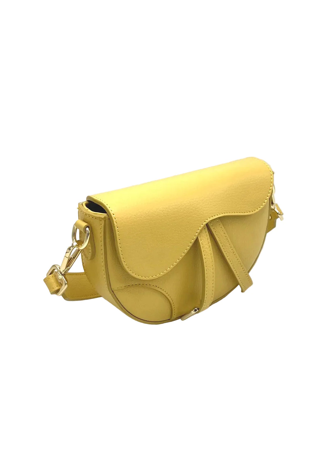 Borsa a Tracolla da Donna in Vera Pelle, 2 Tracolle Removibili, Made in Italy – art. 112736 Giallo