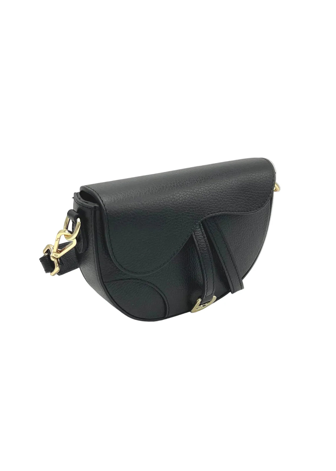 Borsa a Tracolla da Donna in Vera Pelle, 2 Tracolle Removibili, Made in Italy – art. 112736 Nero
