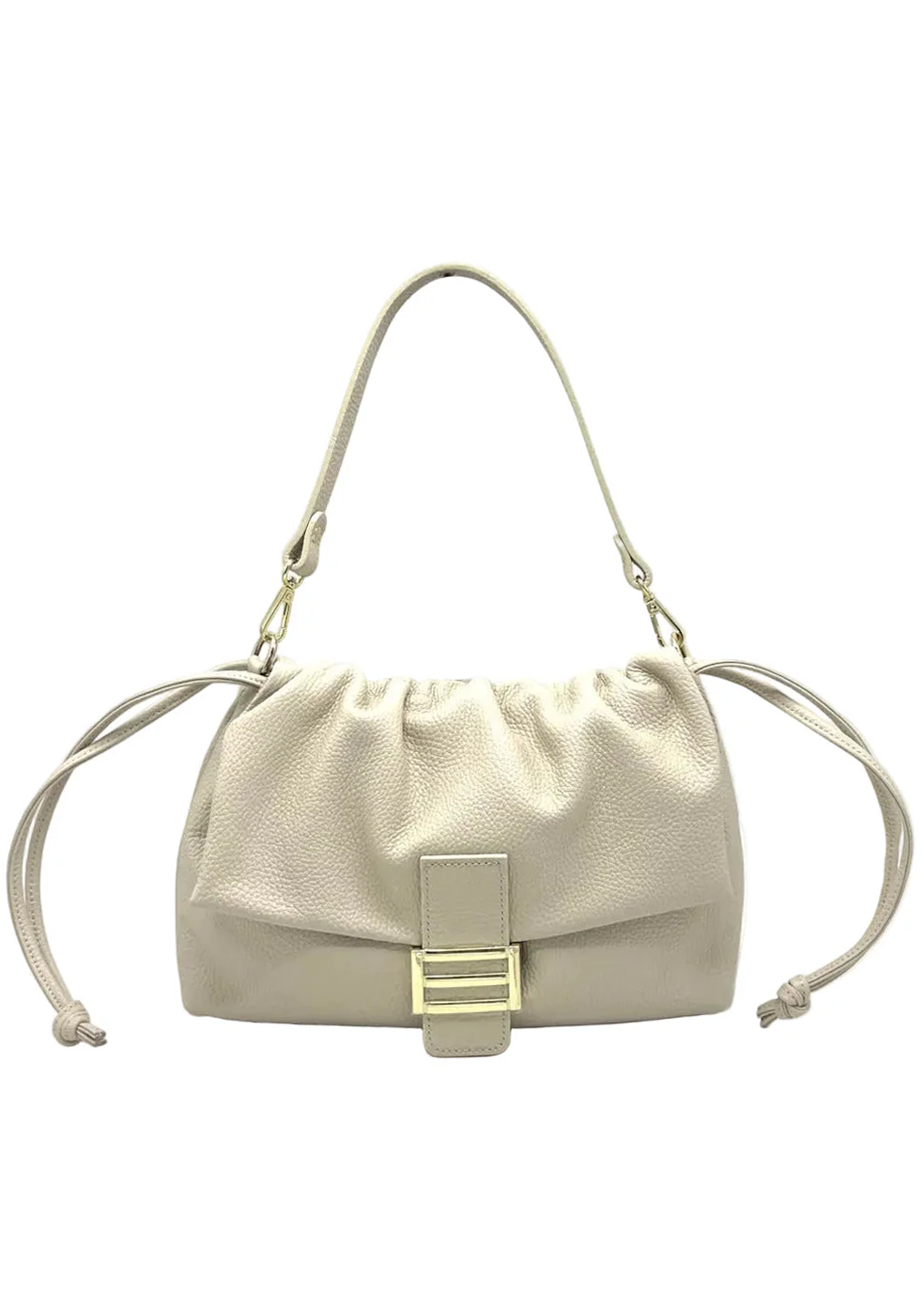 Borsa a Tracolla da Donna in Vera Pelle, 2 Tracolle Removibili, Made in Italy – art. 112747 Beige