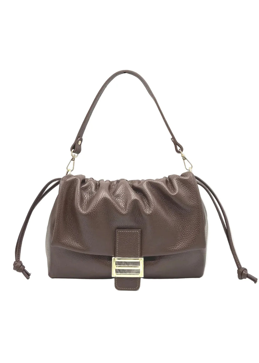 Borsa a Tracolla da Donna in Vera Pelle, 2 Tracolle Removibili, Made in Italy – art. 112747 Marrone scuro