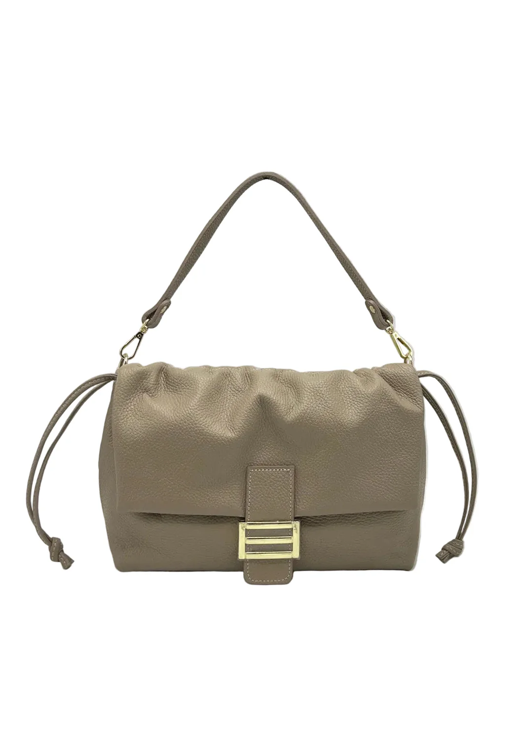 Borsa a Tracolla da Donna in Vera Pelle, 2 Tracolle Removibili, Made in Italy – art. 112747 Kakhi