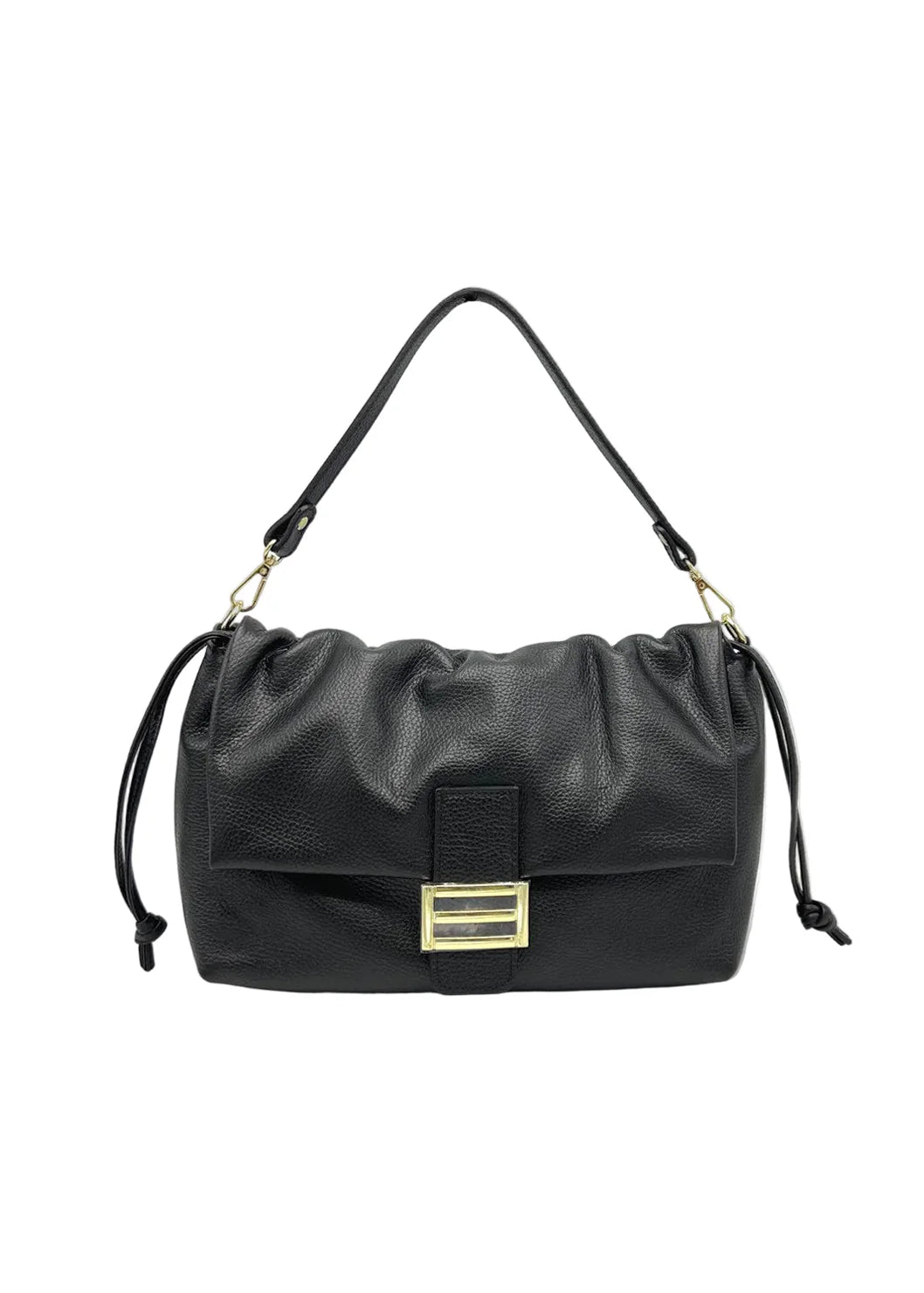 Borsa a Tracolla da Donna in Vera Pelle, 2 Tracolle Removibili, Made in Italy – art. 112747 Nero