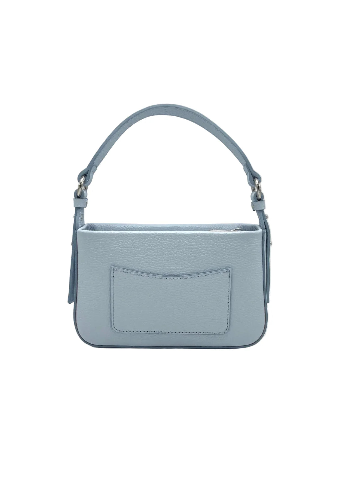 Borsa a tracolla piccola in vera pelle, Made in Italy, art. 112753 Azzurro cielo