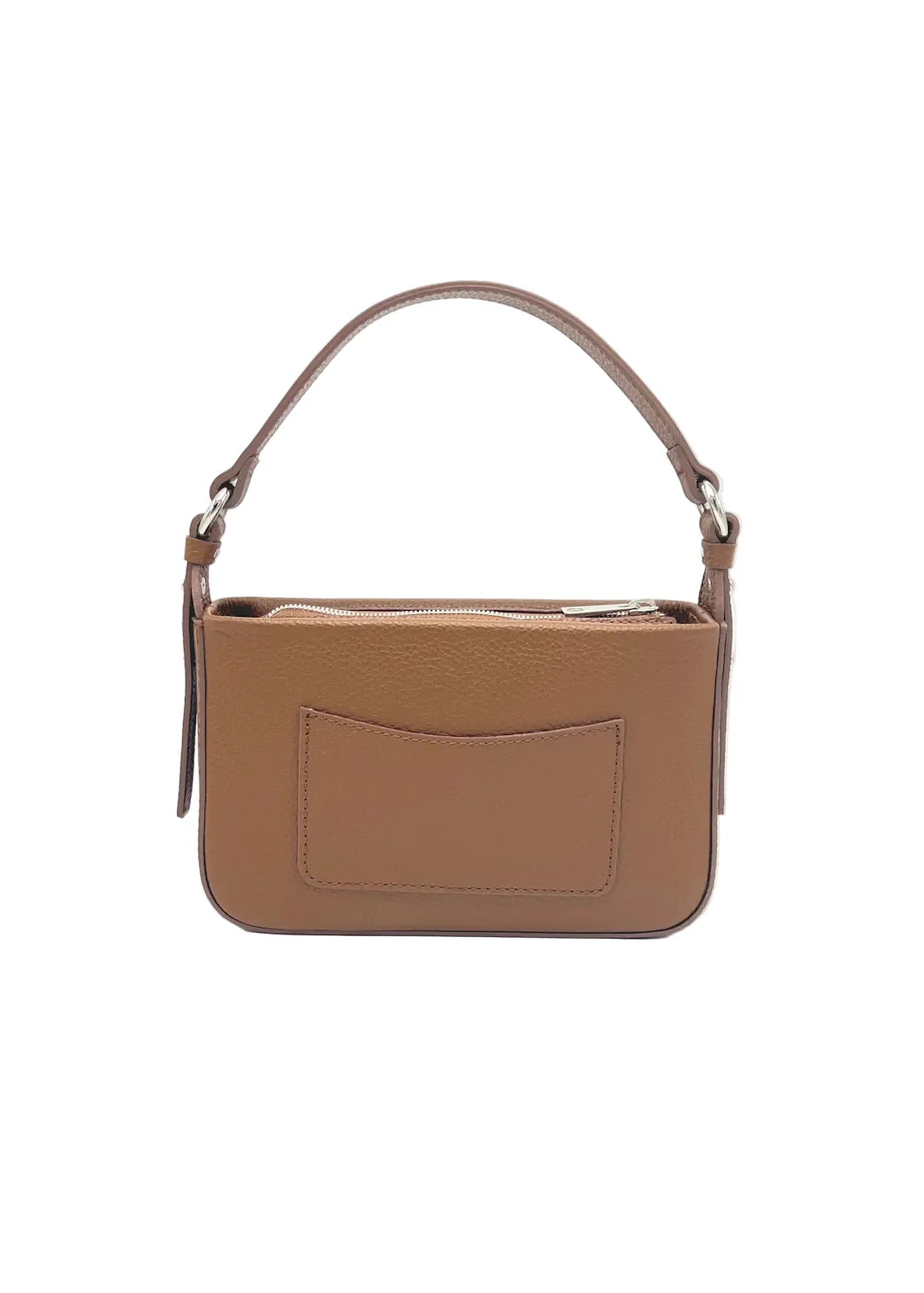 Borsa a tracolla piccola in vera pelle, Made in Italy, art. 112753 Marrone