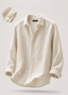 Camicia Uomo 100% Lino Naturale Made in Italy | Traspirante ed Elegante per l’Estate S-3XL Beige