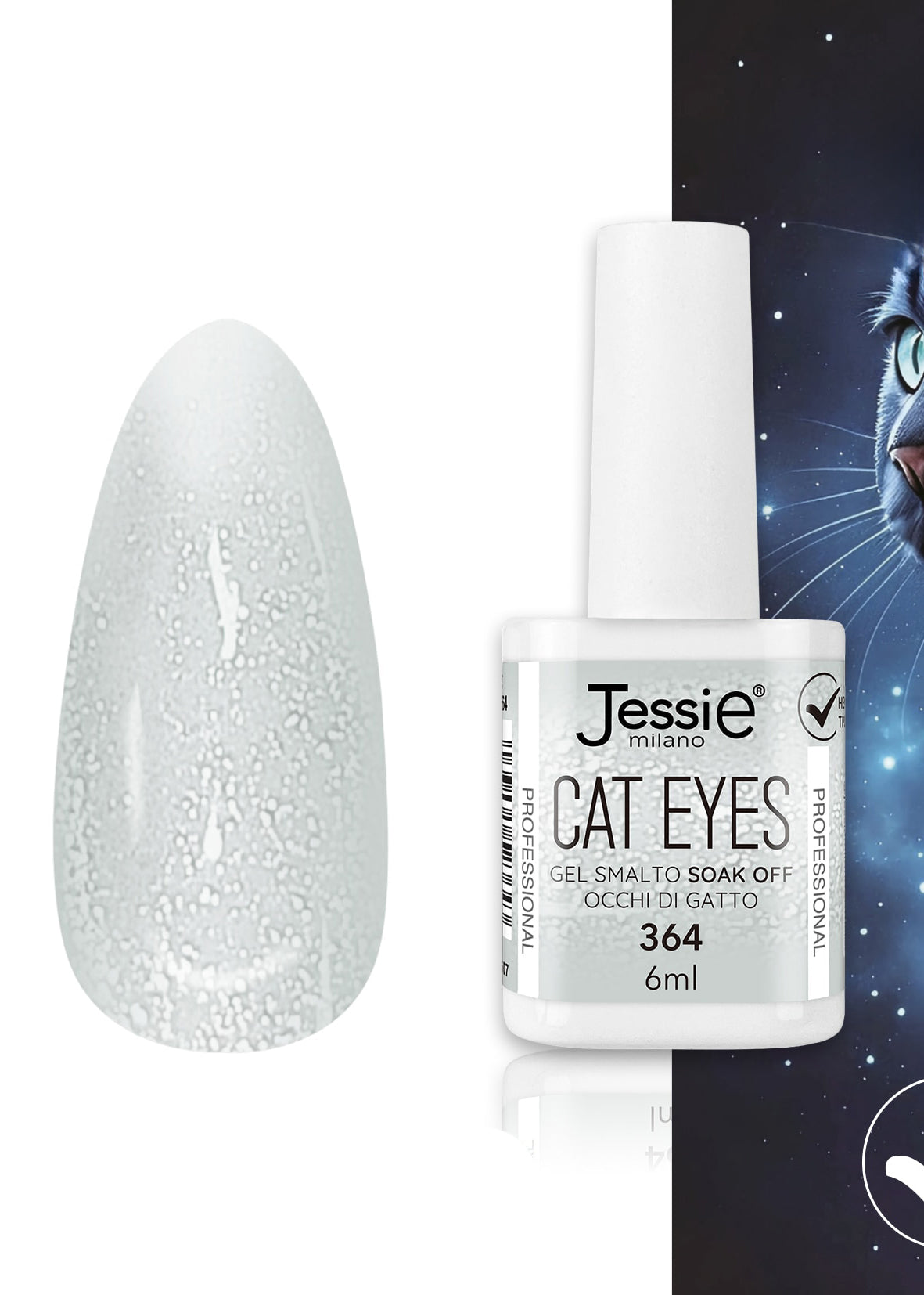 Gel Smalto Cat Eye Semipermanente 6ml – Jessie Milano | 24 Colori Argento - 364