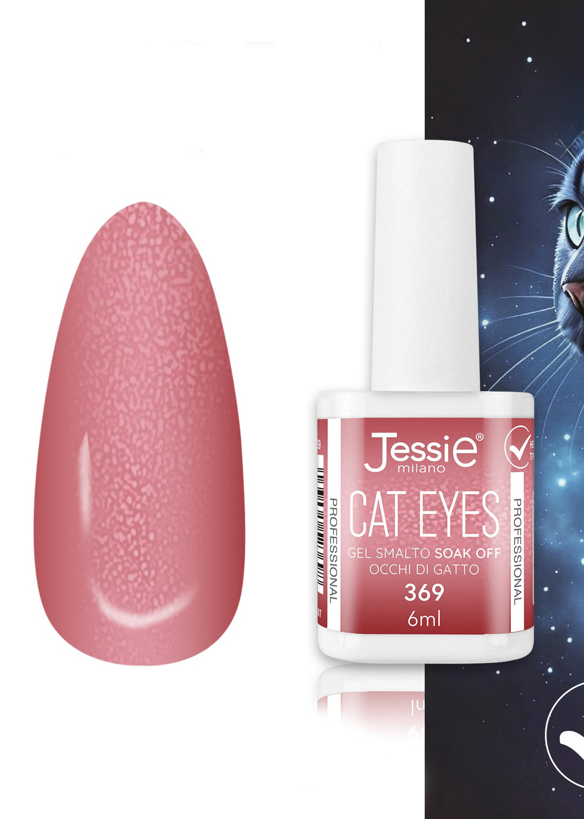 Gel Smalto Cat Eye Semipermanente 6ml – Jessie Milano | 24 Colori Salmone - 369