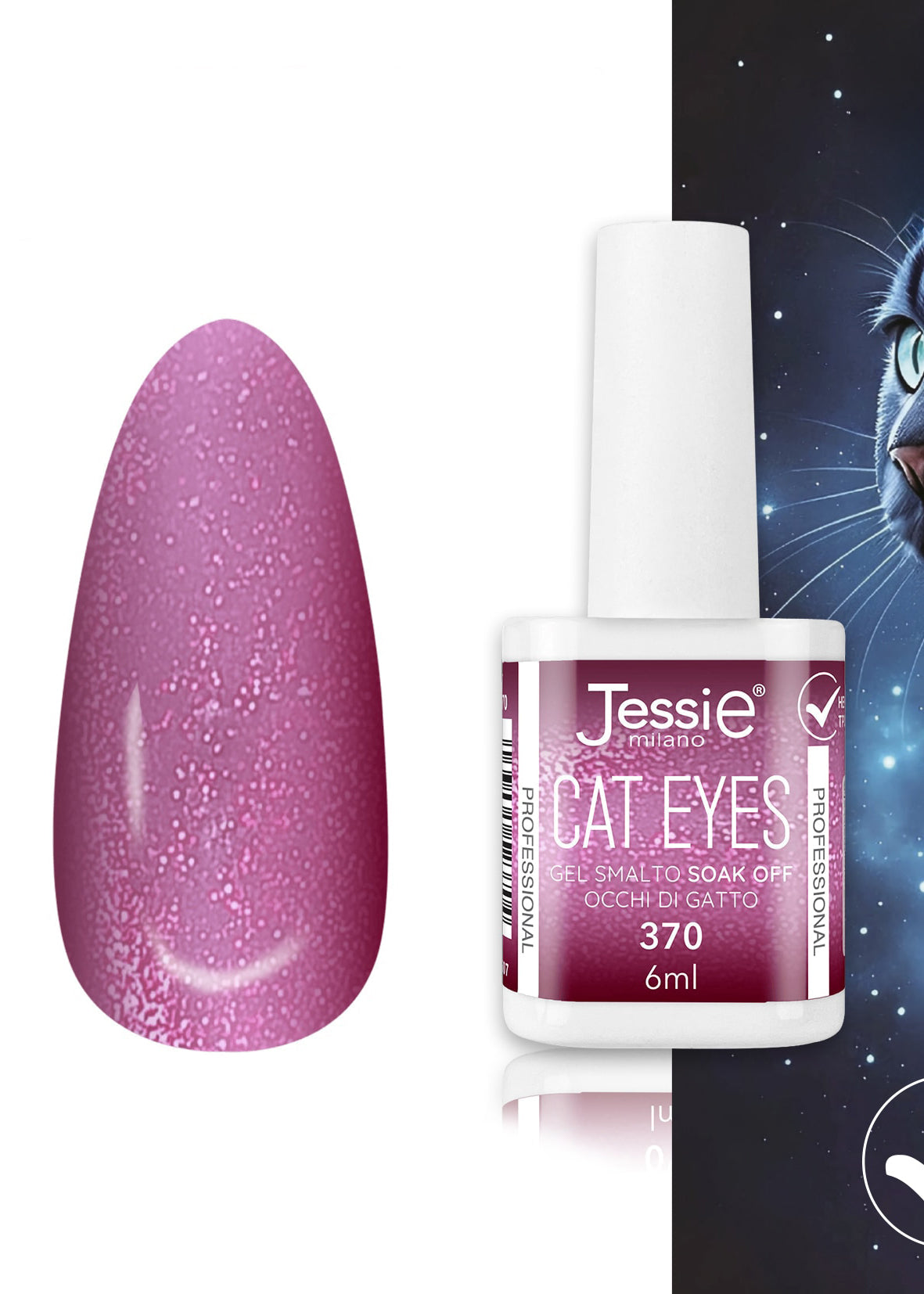 Gel Smalto Cat Eye Semipermanente 6ml – Jessie Milano | 24 Colori Diamante Viola - 370