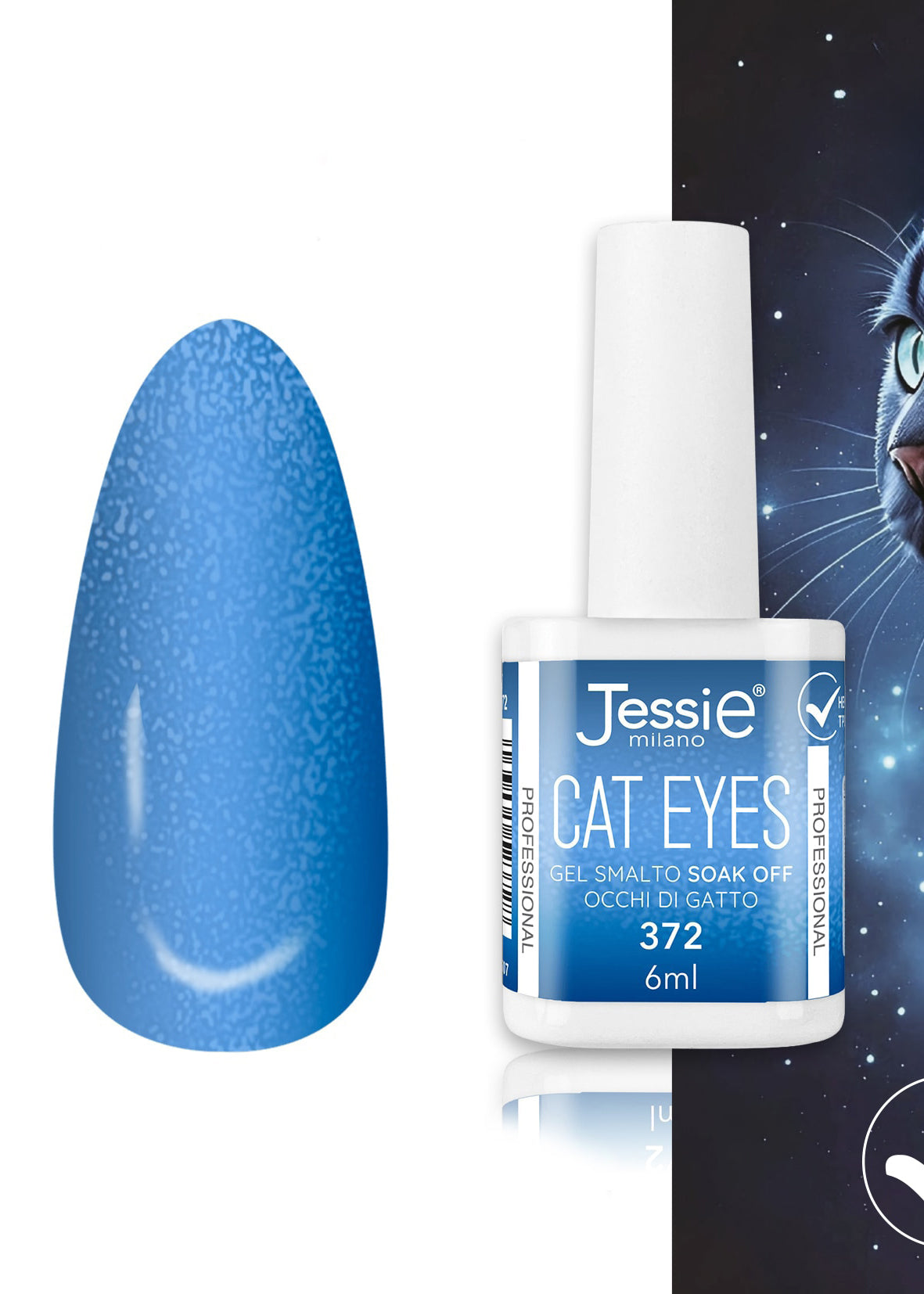 Gel Smalto Cat Eye Semipermanente 6ml – Jessie Milano | 24 Colori Blu Mare - 372