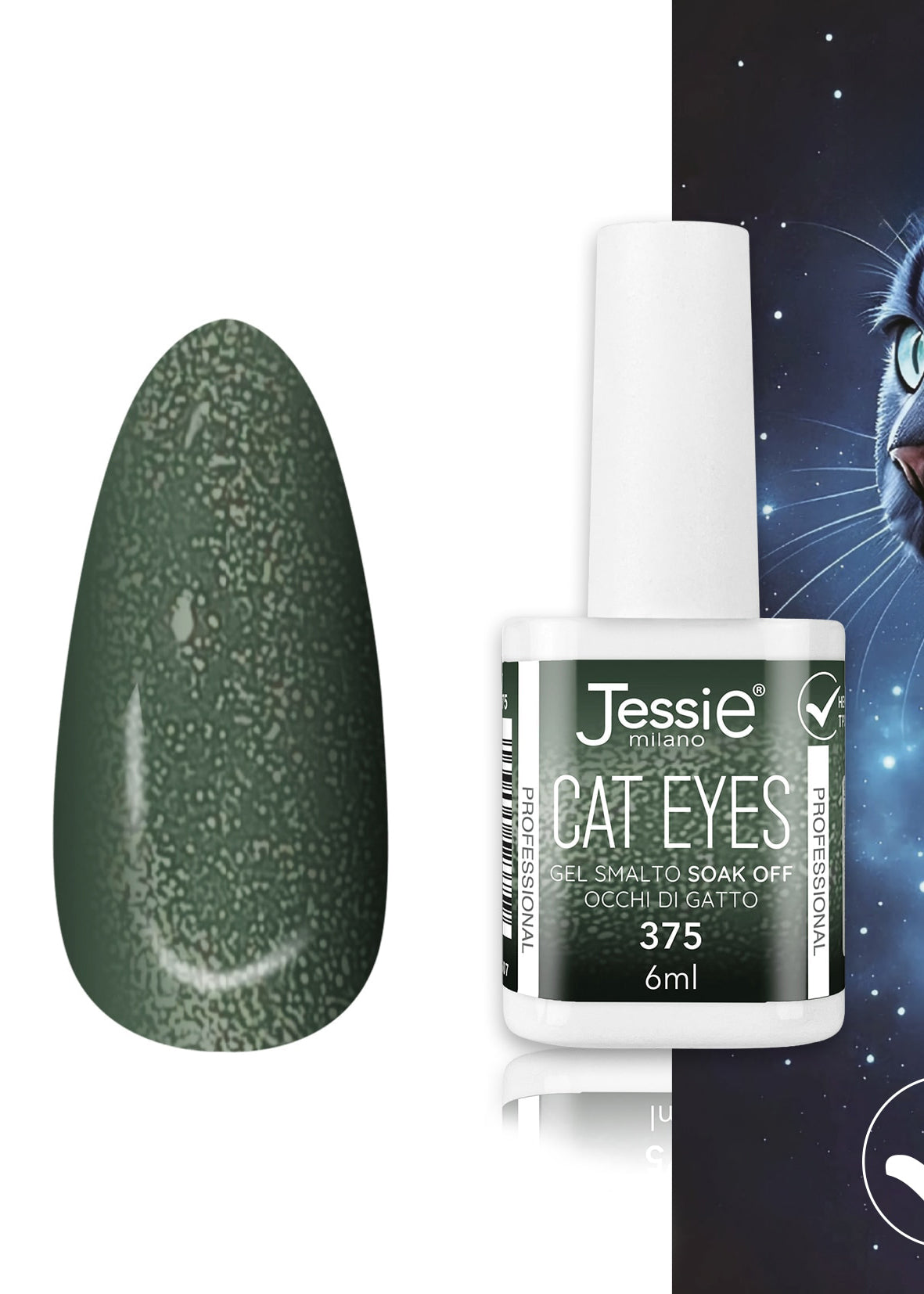 Gel Smalto Cat Eye Semipermanente 6ml – Jessie Milano | 24 Colori Verde Fucile - 375